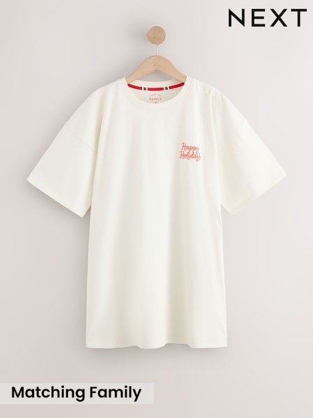 Ecru Happy Holidays - Matching Family Christmas Nightie