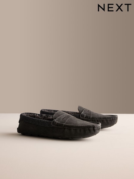 Grey - Regular Suede Moccasin Slippers