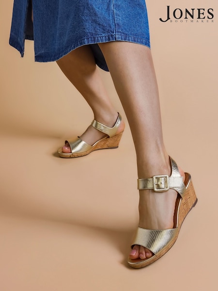 Jones Bootmaker Gold Grazina Leather Wedges (Y48424) | £89