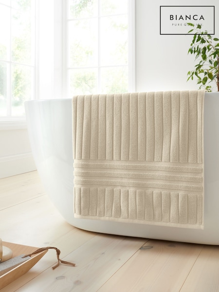 Bianca Natural Hotel Stripe Cotton Collection Towel (Y48922) | £10 - £20