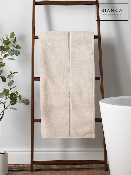 Bianca Natural Zero Twist Satin Stitch Cotton Towel (Y48929) | £10 - £27