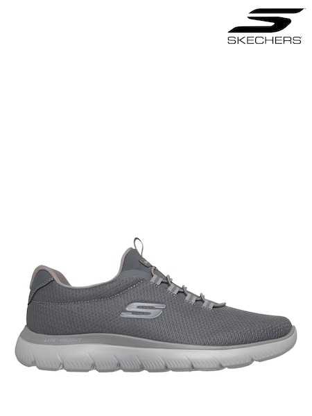 Grey - Regular Skechers Summits Corlen Slip On Bungee Trainers
