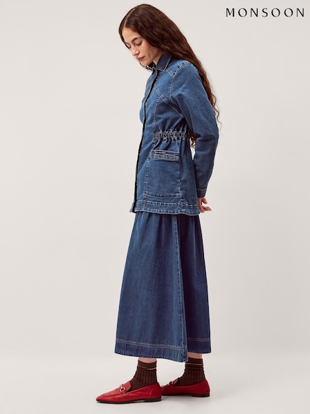 Monsoon Blue Mabel Longline Denim Jacket (Y49473) | £69