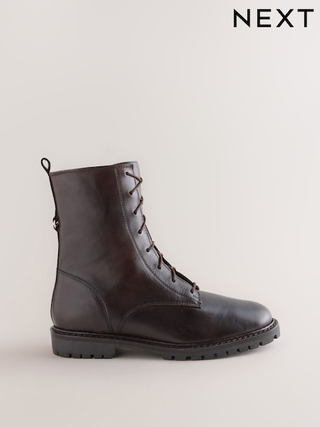 Chocolate Brown - Forever Comfort® Leather Lace Up Ankle Boots