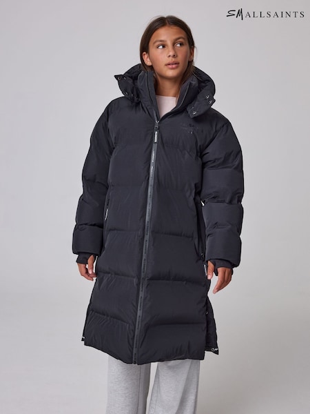 Black - Smallsaints Longline Underground Logo Padded Coat