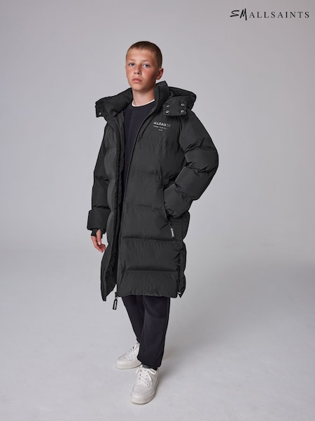 Black - Smallsaints Longline Underground Logo Padded Coat