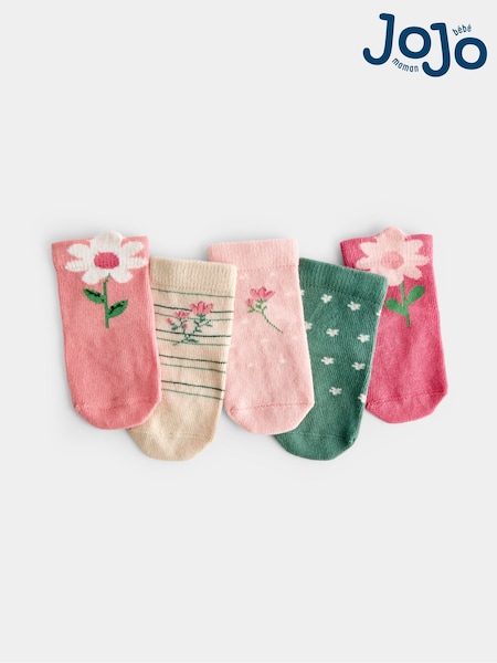 Pink Flower - Jojo Maman Bébé 5-pack Socks