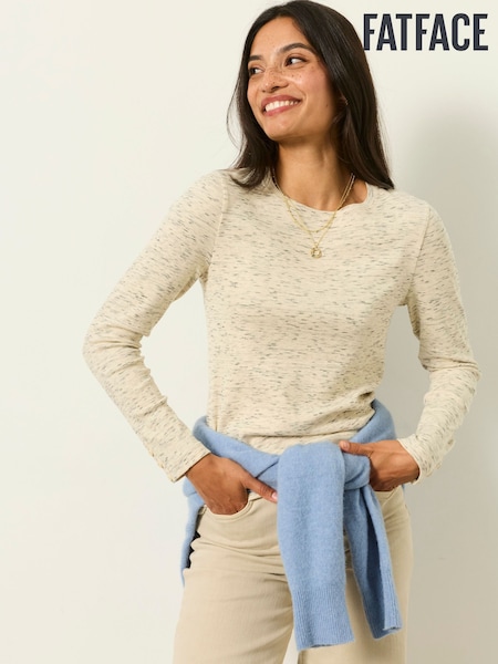 Ivory Space Dye - Fatface Long Sleeve Top