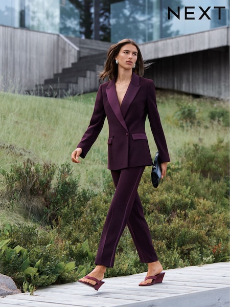 Burgundy - Slim Tuxedo Trousers