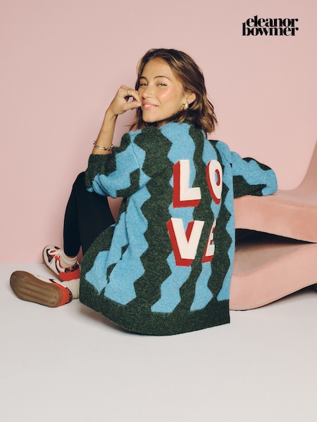 Blue/Green - Eleanor Bowmer Knitted Longline Cardigan