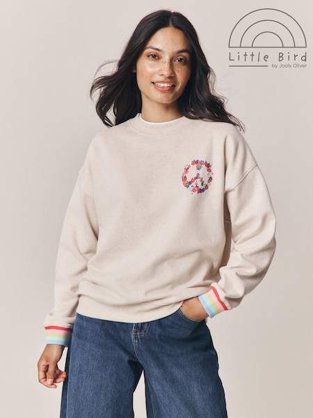Floral Peace - Little Bird By Jools Oliver Oversized Crew Neck Sweatshirt