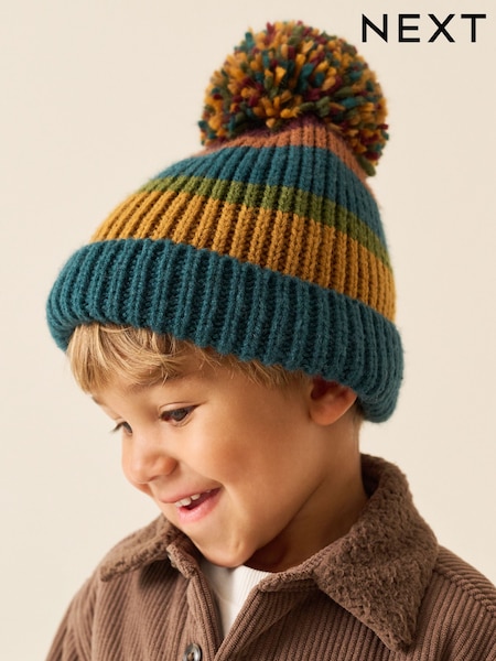 Multi Stripe - Knitted Pom Beanie (1-16yrs)