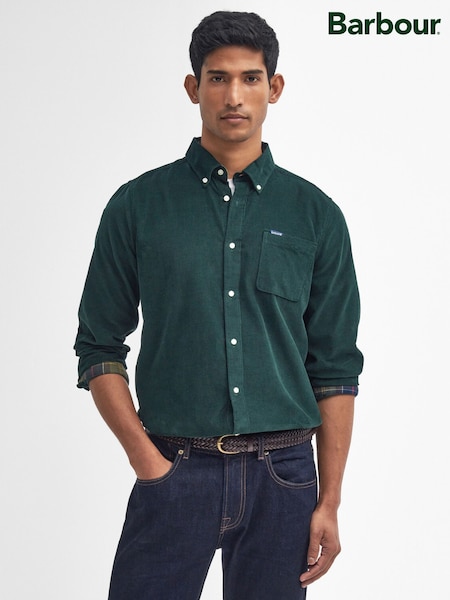 Forest Green - Regular Barbour® Ramsey Tailored Cord Shirt