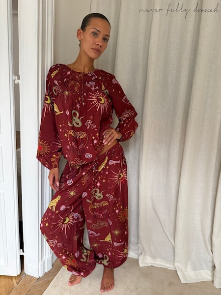 Burgundy Red Christmas - Never Fully Dressed Balloon Trousers Pyjamas