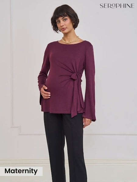 Purple - Seraphine Maternity Tie Detail Top