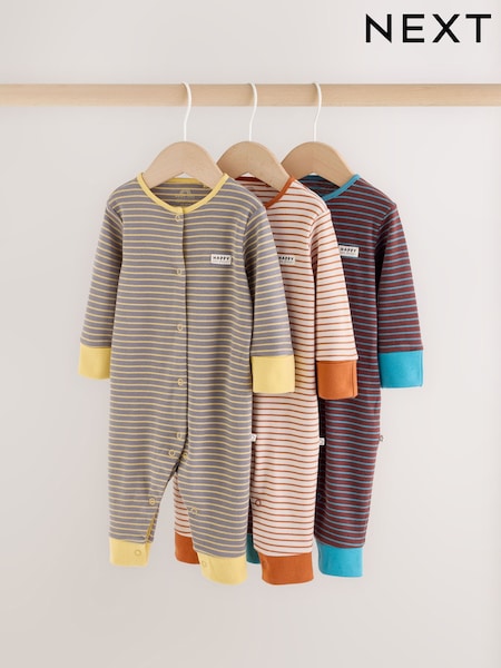 Multi Stripe - Sleepsuits 3 Pack (0mths-3yrs)
