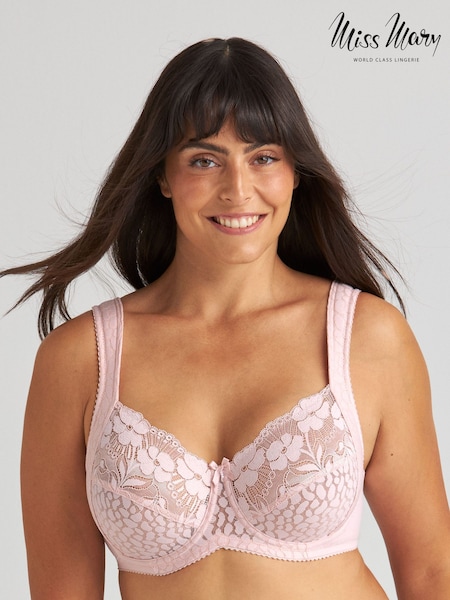 Pink - Miss Mary Of Sweden Jacquard & Lace Underwired Bra