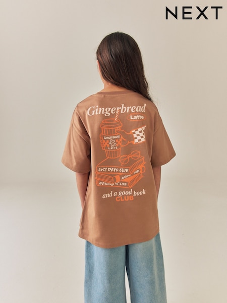 Rust Gingerbread Latte - Oversized Graphic T-shirt (3-16yrs)