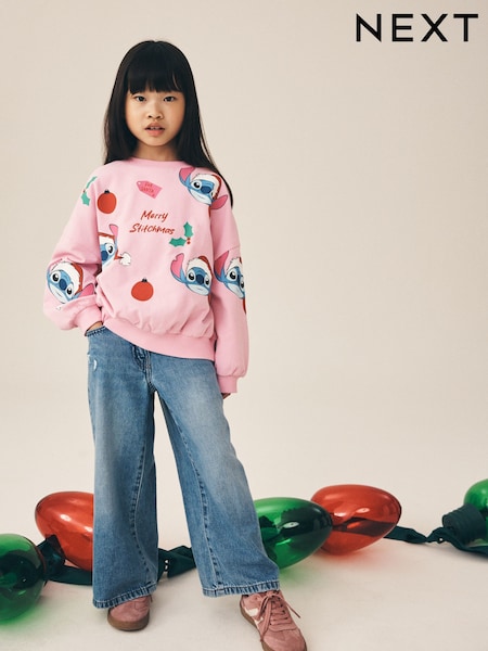 Pink - Disney Stitch Christmas Sweatshirt (3-16yrs)