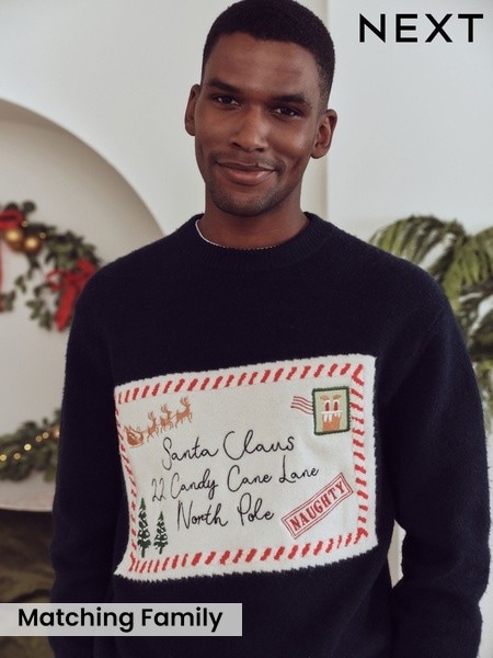Navy Blue - Regular Santa Letter Matching Family Christmas Jumper