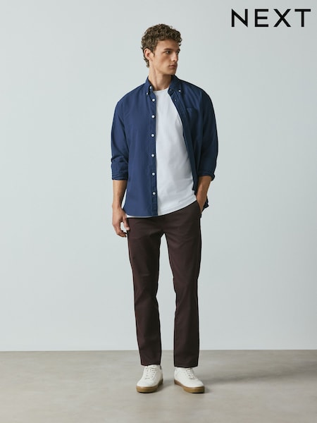 Brown - Slim Fit Cotton Rich Stretch Chinos