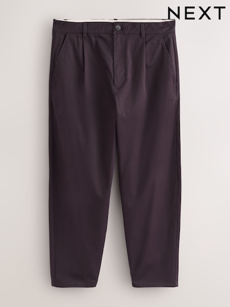 Dark Purple - Barrel Fit Cotton Rich Stretch Chinos