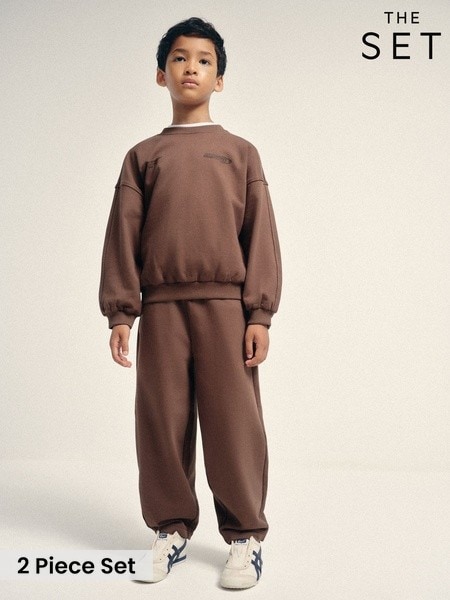 Brown - The Set 2 Pack Crew Sweat And Barrel Joggers Set