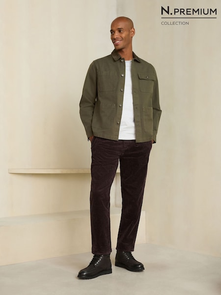 Dark Purple - Regular Fit N. Premium Cord Pleated Trousers