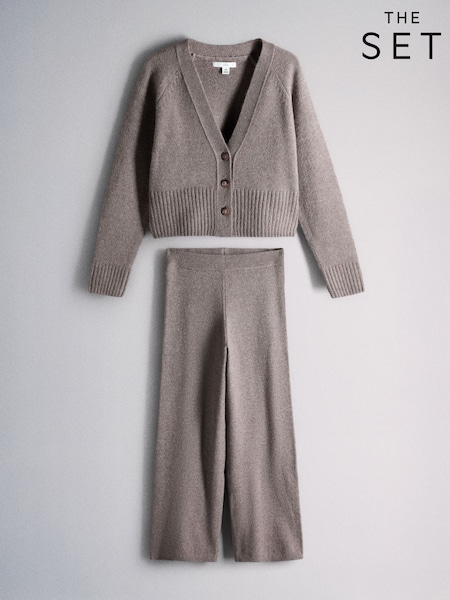 Mink Marl/Brown - The Set Wool Blend Coord Cardigan & Legging Set