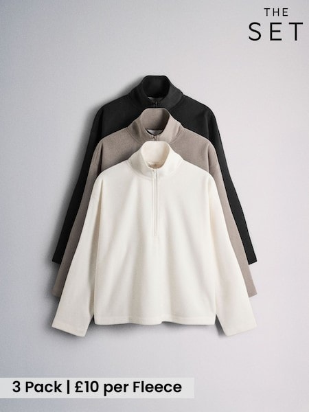 Black/Stone/Cream - The Set 3 Pack Quarter Zip Micro Fleeces