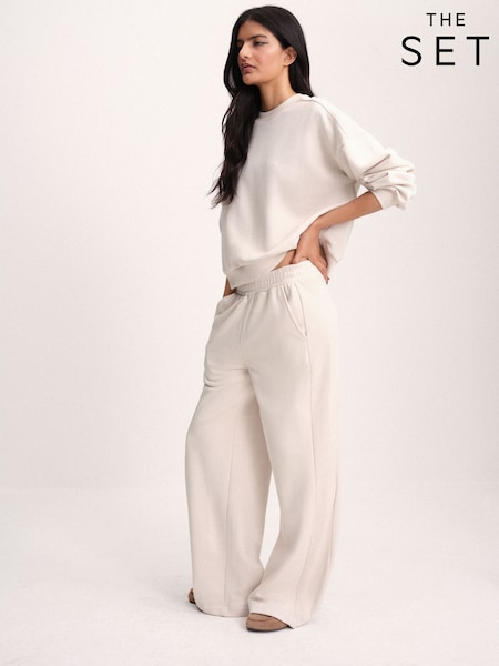 Neutral - The Set Boxy Crew Neck Sweatshirt And Straight Leg Joggers Co-ord