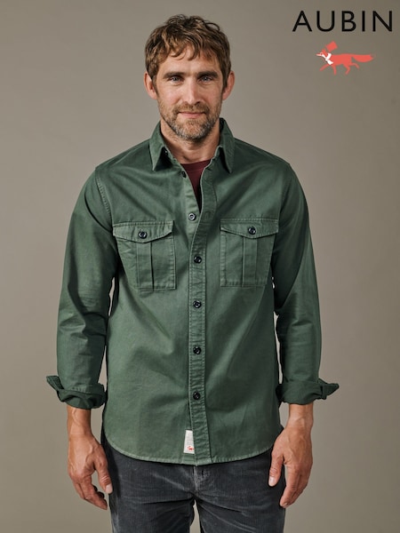 Green - Regular Aubin Cole Twill Overshirt