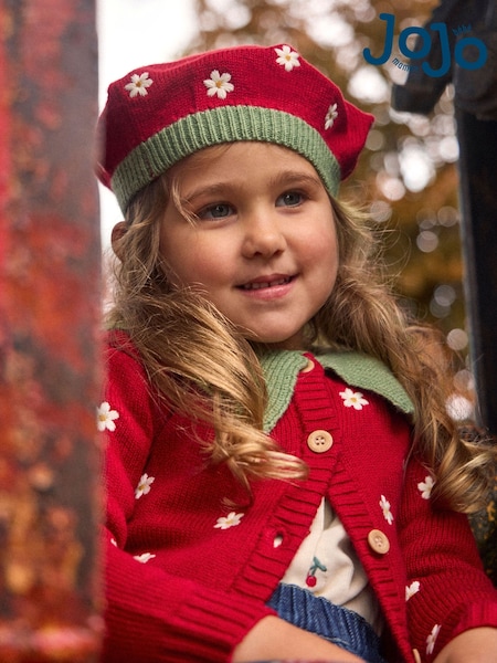 Red Strawberry - Jojo Maman Bébé Cardigan & Beret Set