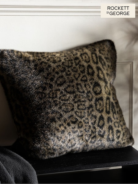 Rockett St George Faux Fur Panther Cushion