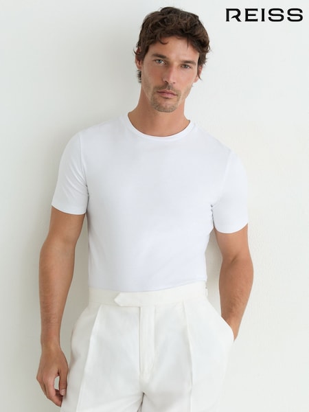 White - Regular Reiss Brad Air-water Cotton Muscle-fit T-shirt