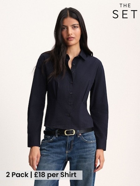 Navy Blue/White - The Set 2 Pack Waisted Shirts