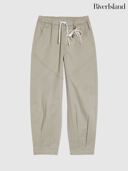 Khaki Green - River Island Barrel Fit Keychain Cargo Trousers