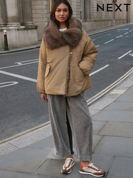 Washed Grey - Barrel Leg Soft Cord Trousers