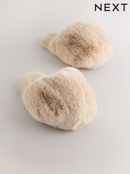 Toffee Brown - Voluminous Faux Fur Slippers