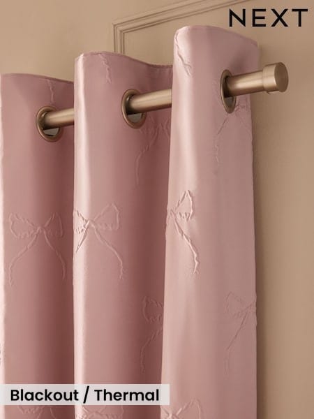 Bow Textured Blackout Thermal Eyelet Curtains