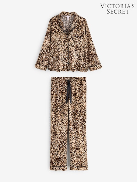 Leopard Brown - Victoria's Secret Flannel Long Pyjama Set