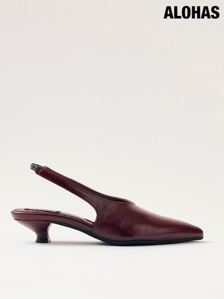 Red - Alohas Eros Leather Slingback Shoes