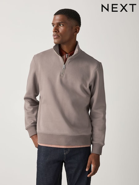 Stone Neutral - Regular Regular Fit Quarter Zip Sweatshirt