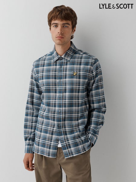 Blue - Regular Lyle & Scott Offset Check Shirt