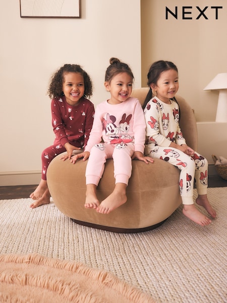 Burgundy Red Minnie Mouse - Snuggle Pyjamas 3 Pack (9mths-12yrs)