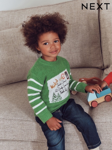 Green - Christmas Crew Neck Jumper (3mths-10yrs)