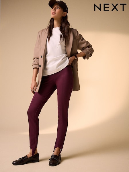 Burgundy Red - Ponte Stirrup Leggings