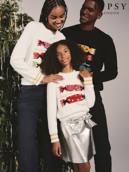 White Fluffy - Lipsy Matching Family Christmas Cracker Jumper