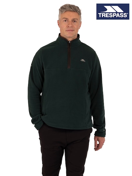 Green - Regular Trespass Huntar 1/4 Zip Fleece