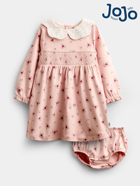 Pink Ditsy Floral - Jojo Maman Bébé Smocked Baby Dress Set